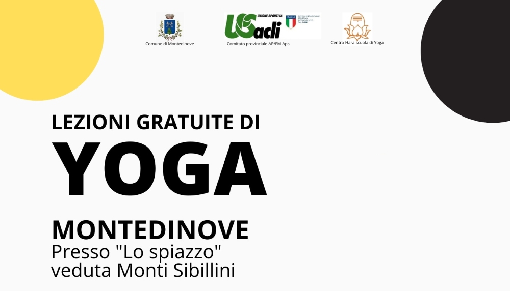 LEZIONI GRATUITE DI YOGA A MONTEDINOVE FINO AL 30 AGOSTO