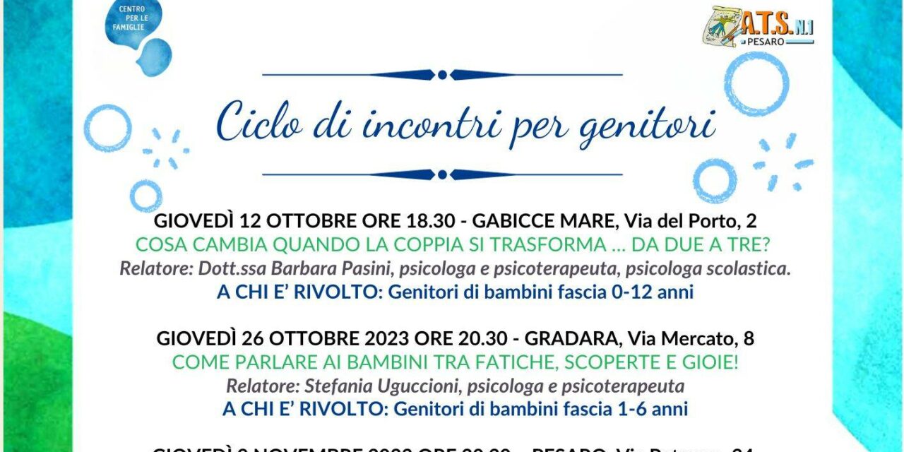 CENTRO PER LE FAMIGLIE DELL’ATS1: NUOVO CALENDARIO DI APPUNTAMENTI