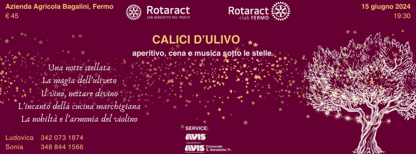 “CALICI D’ULIVO”: APERITIVO, CENA E MUSICA A FERMO