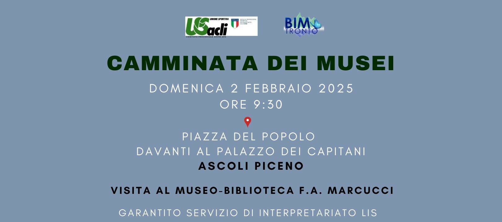 02.02.2025 ASCOLI (Post Instagram) Camminata dei Musei ad Ascoli Piceno: Un Evento da Non Perdere