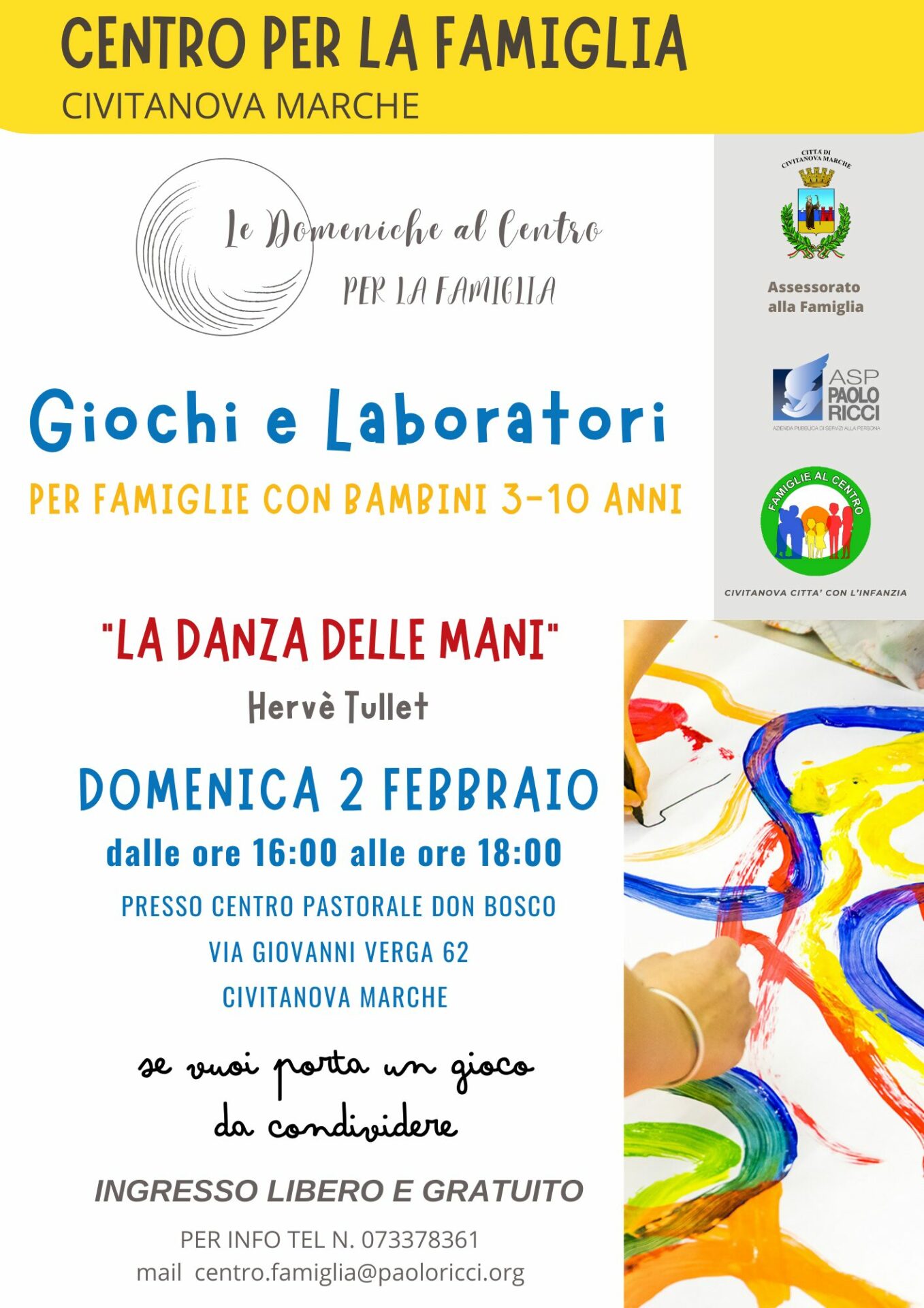 CENTRO PER LA FAMIGLIA - DOMENICA 2 FEBBRAIO (1) La danza delle mani: Domeniche al Centro per la Famiglia