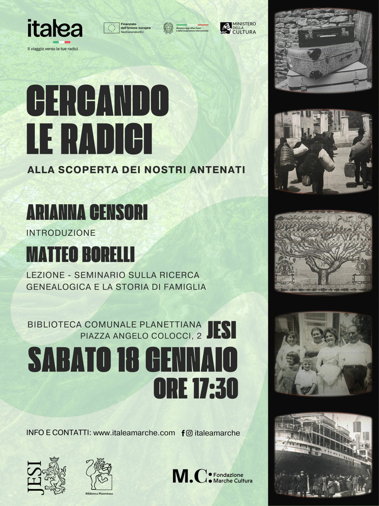 CERCANDO LE RADICI - Locandina sabato 18 gennaio 2025 Cercando le Radici: Alla scoperta dei nostri antenati