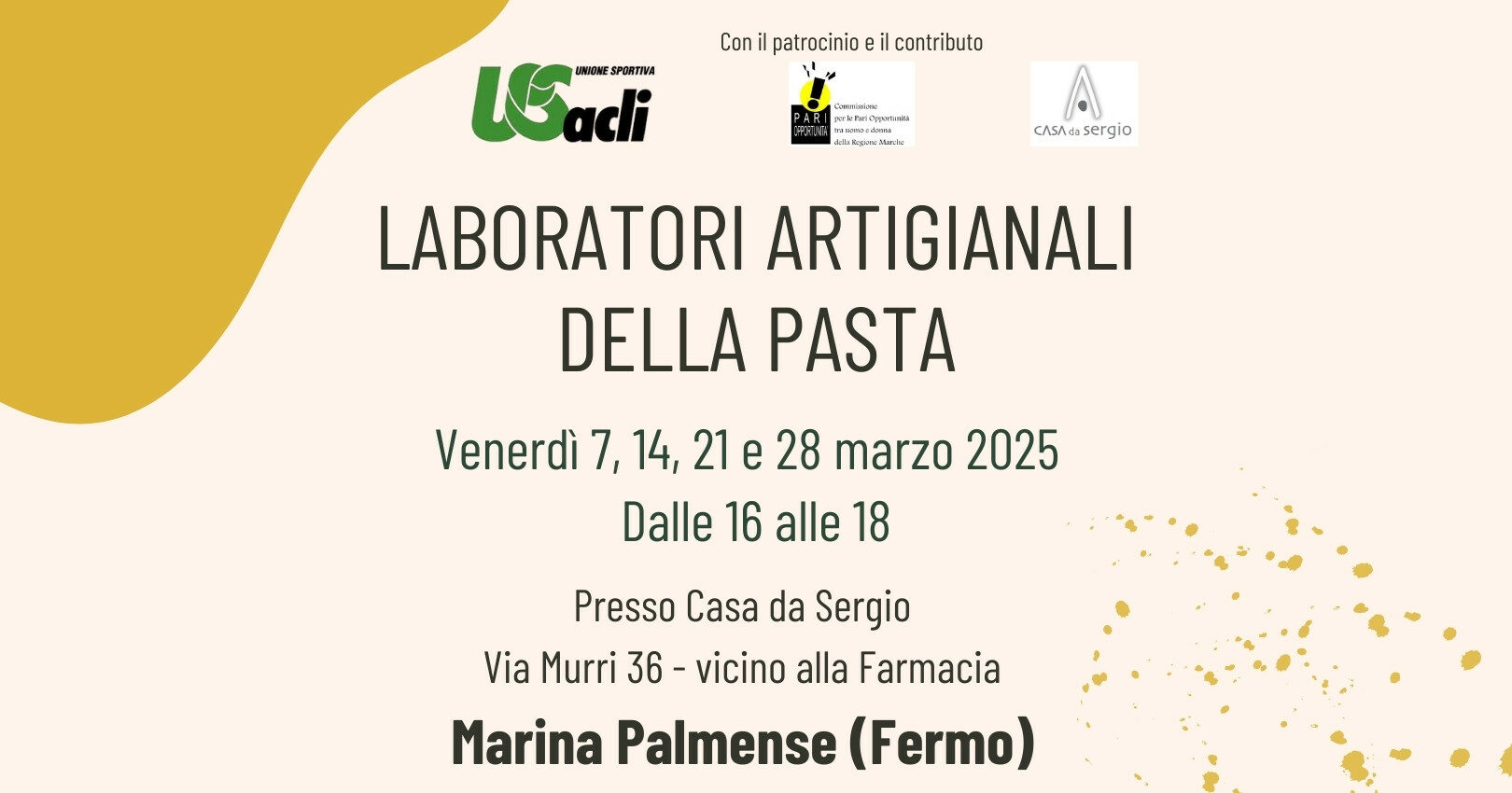 A Marzo a Marina Palmense quattro "Laboratori artigianali della pasta"