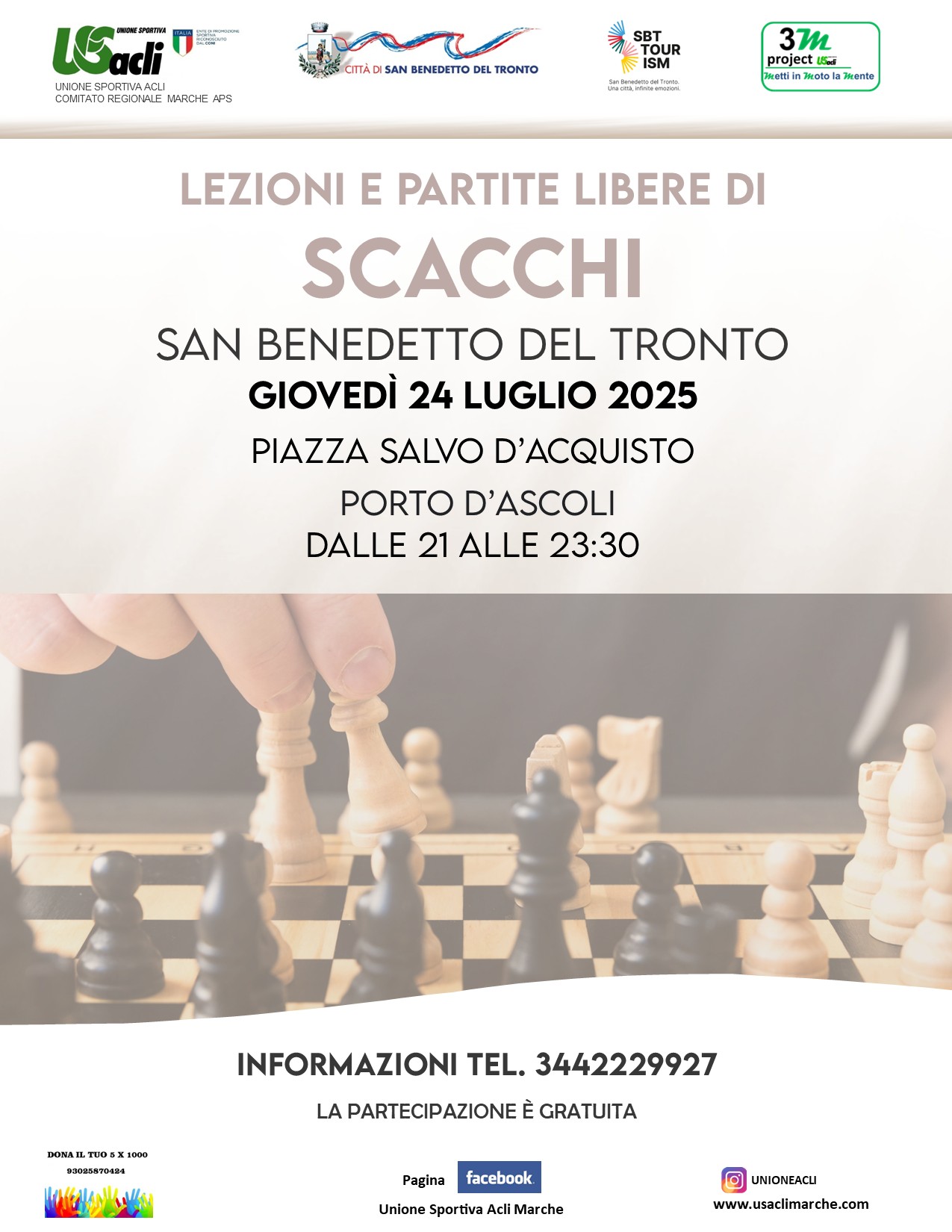 Giovedì 24 luglio secondo appuntamento con "Scacchi in piazza" a Porto d'Ascoli