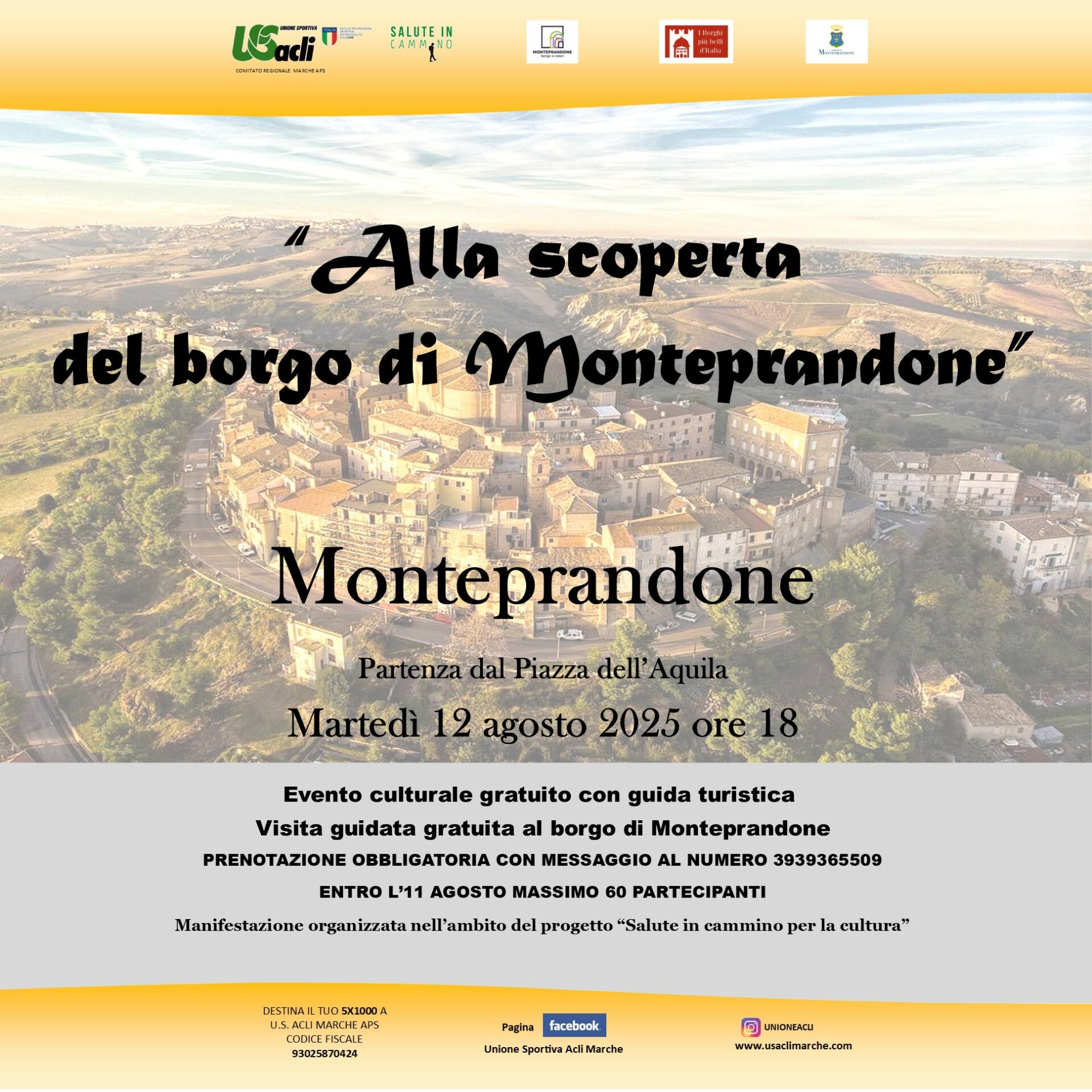 Monteprandone sarà protagonista del terzo appuntamento estivo con "Salute in cammino per la cultura"

