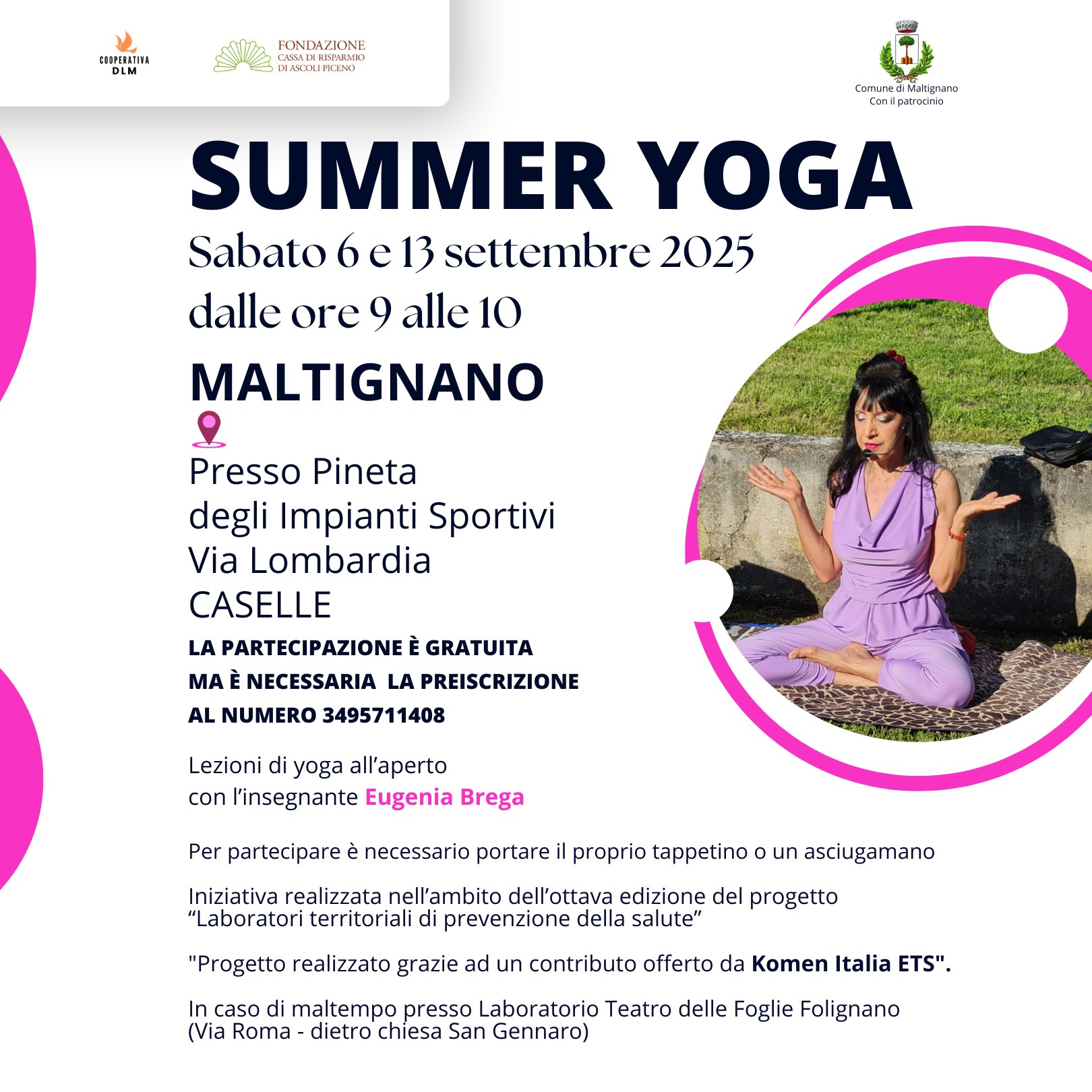 Torna lo Yoga Estivo a Caselle di Maltignano: Eventi il 6 e il 13 Settembre

