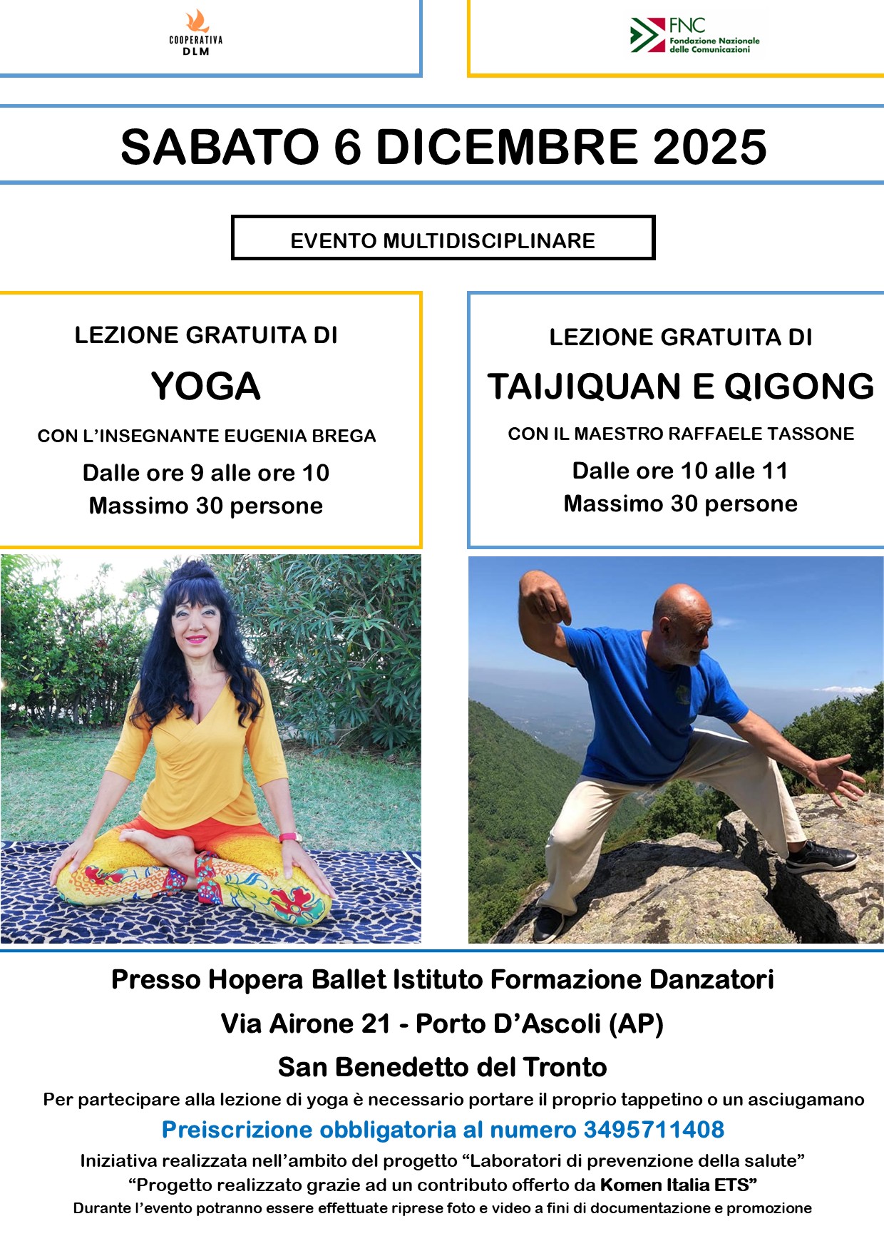 SAN BENEDETTO: LABORATORIO GRATUITO DI YOGA E TAIJI