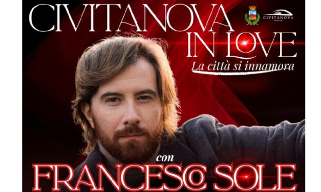 CIVITANOVA IN LOVE: FRANCESCO SOLE E VIDEO MAPPING SU PALAZZO SFORZA PER SAN VALENTINO