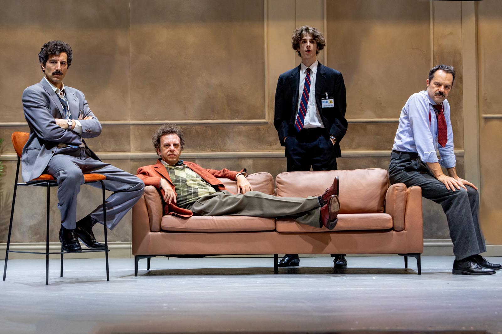 Francesco Scianna_Fabrizio Romano_Lorenzo Crovo_Sergio Romano per lo spettacolo teatrale HOSPITALITY SUITE