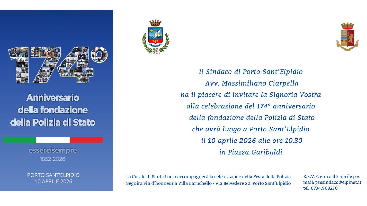 Invito Festa 174 anniversario Polizia Invito Festa 174 anniversario Polizia