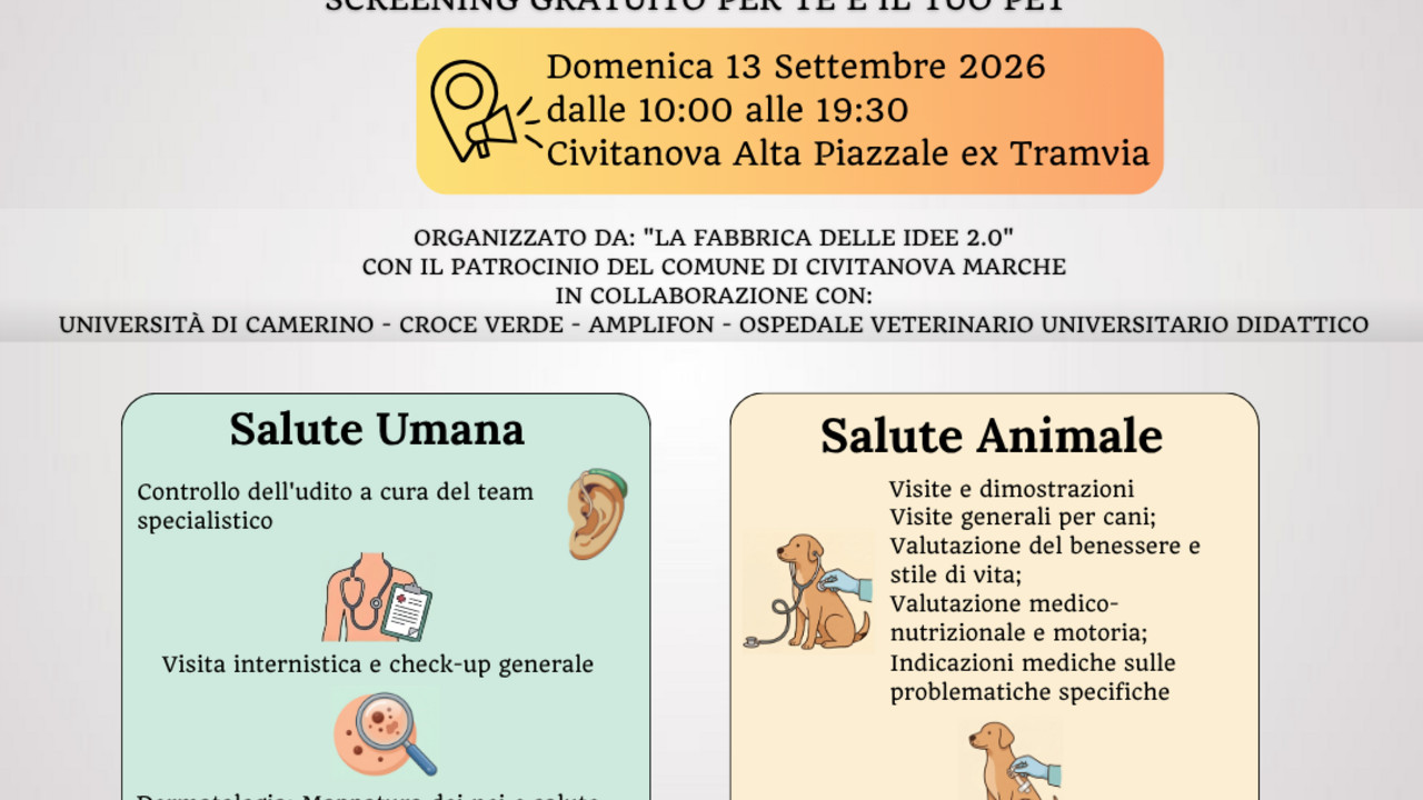 salute e benessere a <strong>CIVITANOVA ALTA</strong>: screening gratuiti per ‘Due vite in una sola Salute’ salute e benessere a CIVITANOVA ALTA: screening gratuiti per 'Due vite in una sola Salute'