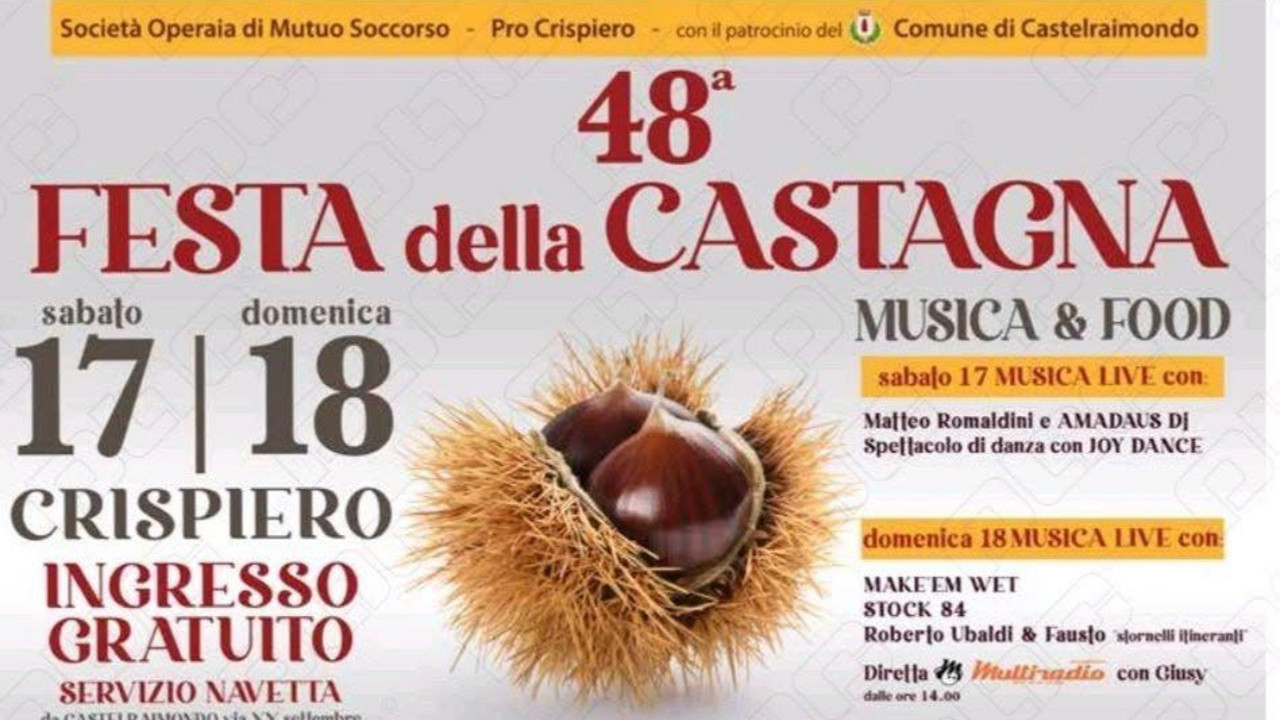 A CASTELRAIMONDO torna la 48a FESTA DELLA CASTAGNA a CRISPIERO A CASTELRAIMONDO torna la 48a FESTA DELLA CASTAGNA a CRISPIERO