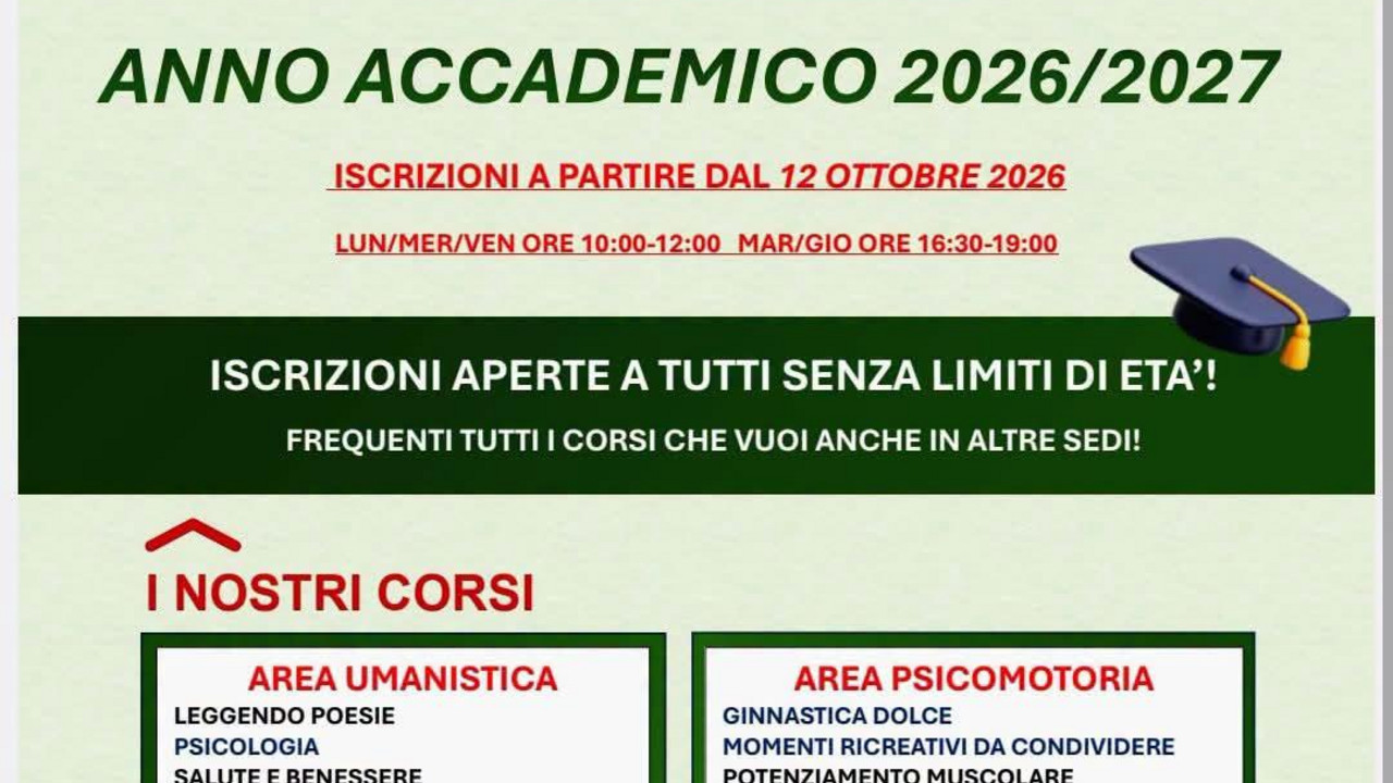 Aperte le iscrizioni per l'UTEAM a CASTELRAIMONDO: un anno ricco di attività