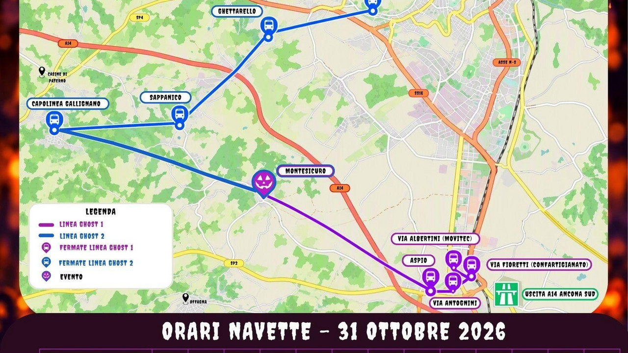 Halloween a MONTESICURO: festa, navette e viabilità ad ANCONA