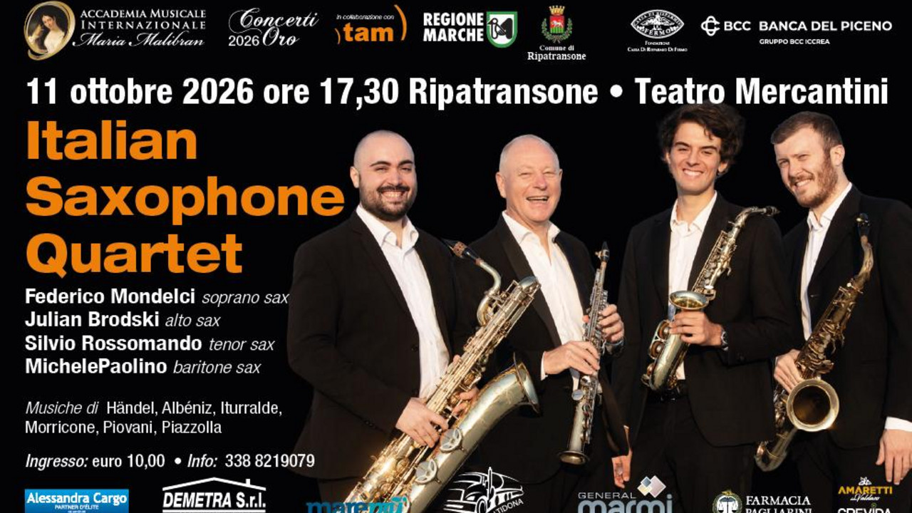 L'ITALIAN SAXOPHONE QUARTET in concerto a RIPATRANSONE
